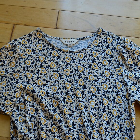 Boden Knot Front Jersey Dress Black Clover Swirl Short Sleeve Size 10R - Picture 3 of 12